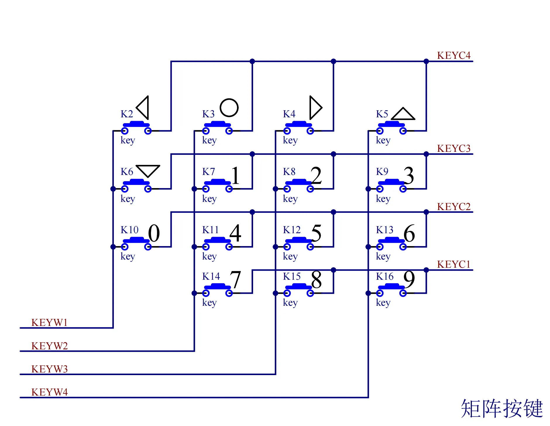 图3-13 矩阵按键电路